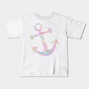 Anchor Sea Sailor Silhouette Shape Text Word Cloud Kids T-Shirt